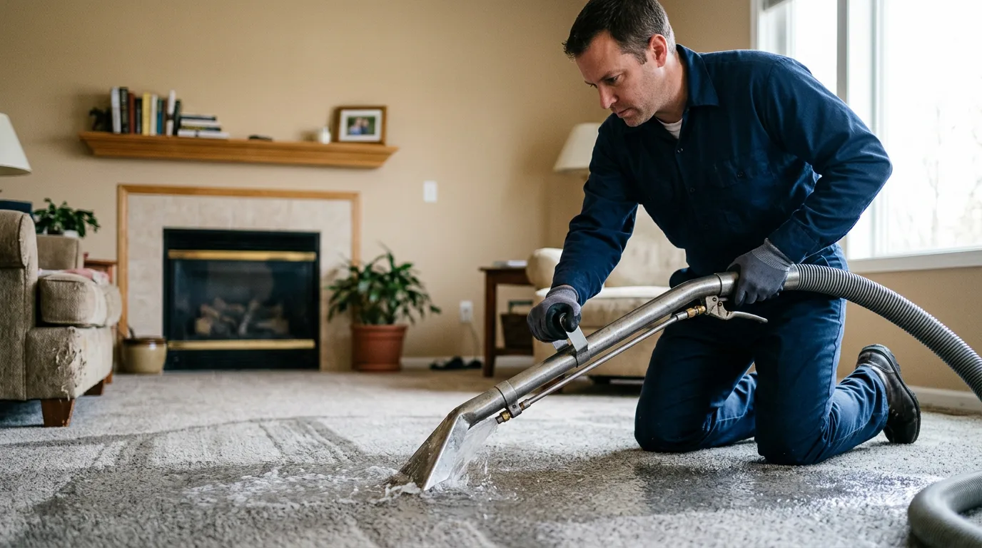 Water damage restoration technician working near Aquashicola, PA